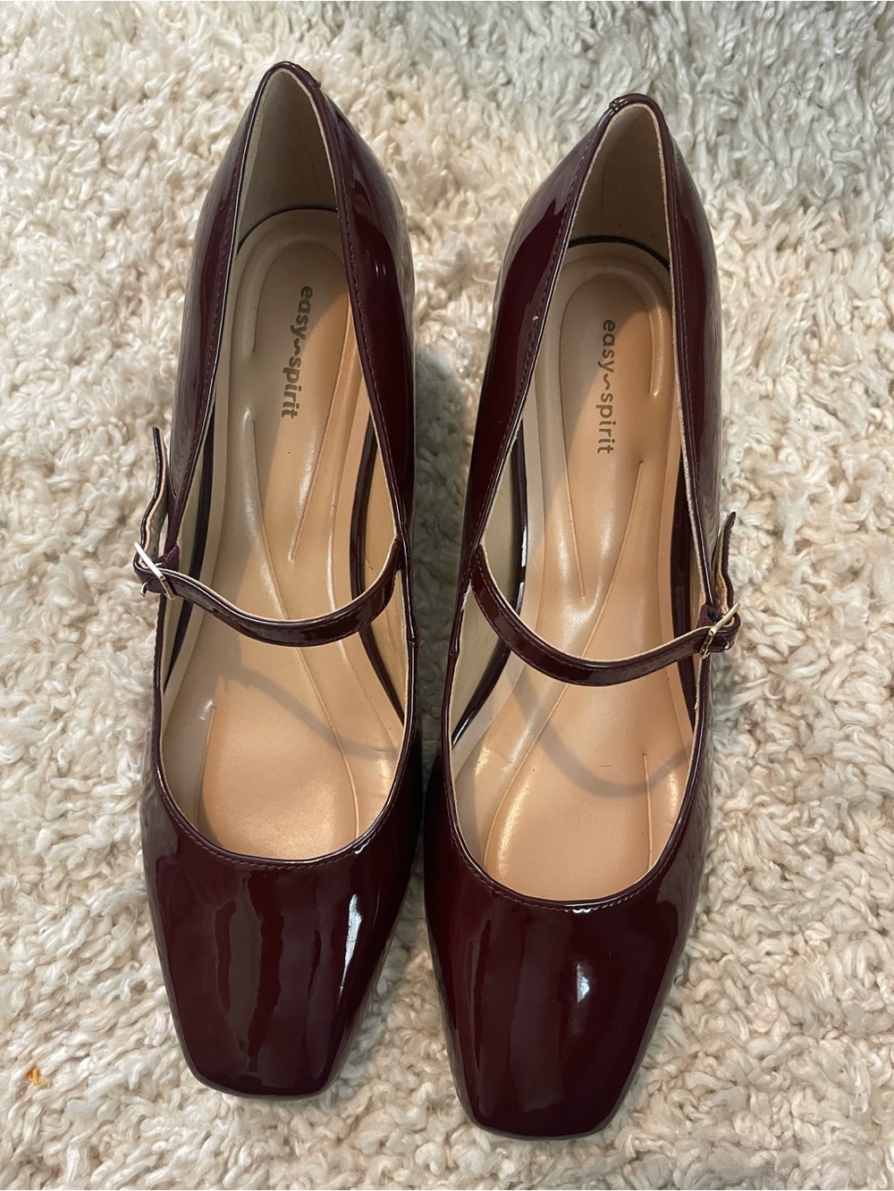 Easy Spirit Burgundy Patent Mary Jane Block Heels Size 9.5M
